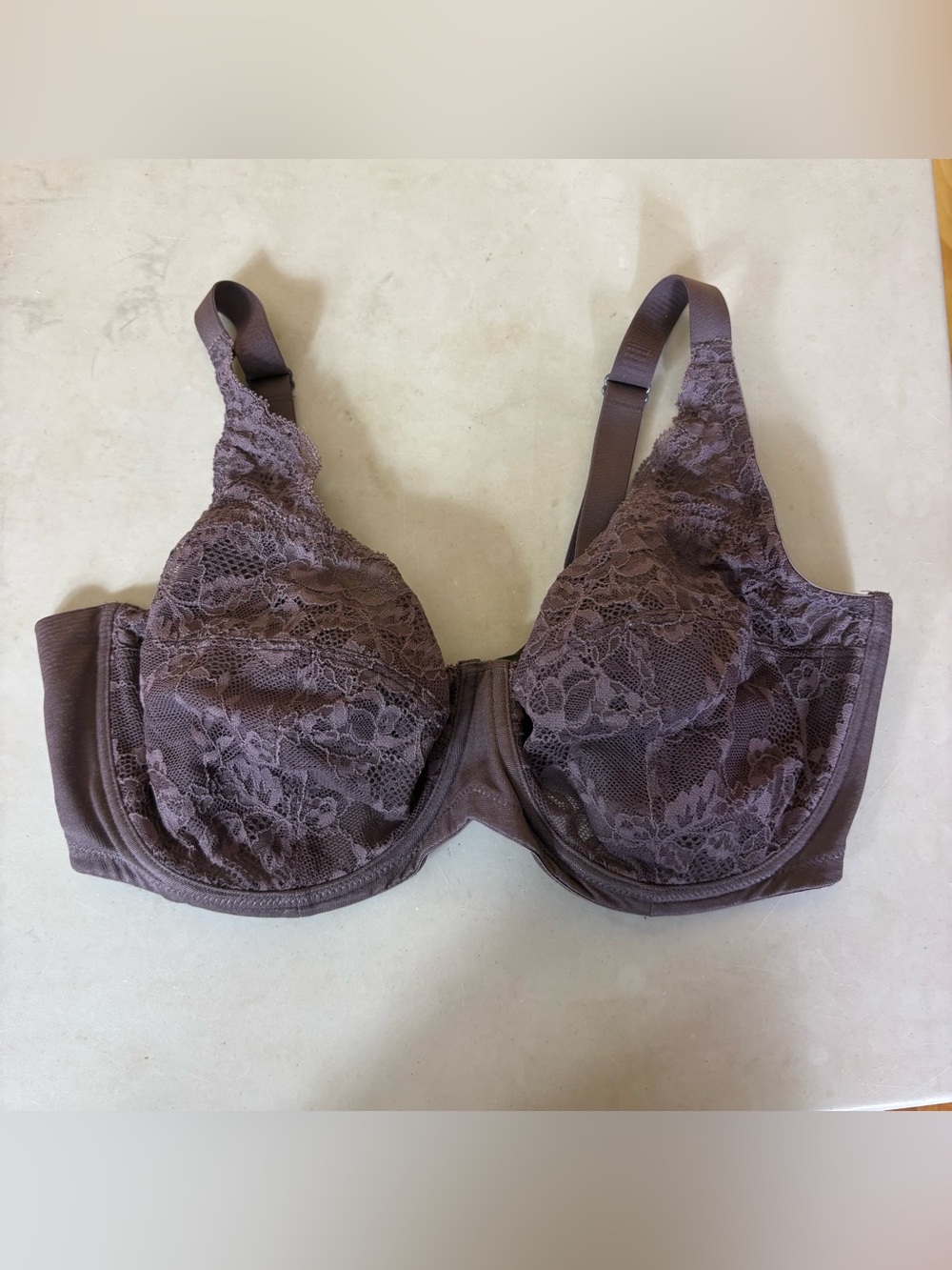 UNDERSTANCE Kali Flexwire Unlined Lace Full Figure Plunge Bra 36G Mauve USED